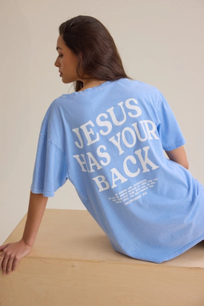 
        Jesus Has Your Back Tee in Blue | Altar'd State
    