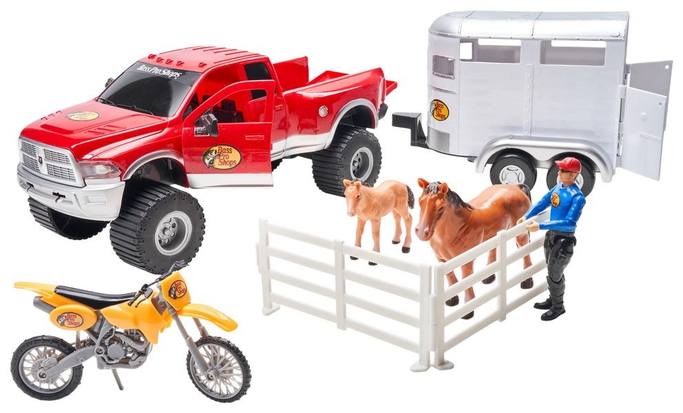 Bass Pro Shops Deluxe Dodge Ram and Horse Trailer Adventure Playset for Kids