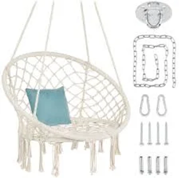 Best Choice Products Handwoven Cotton Macrame Hanging Chair Swing