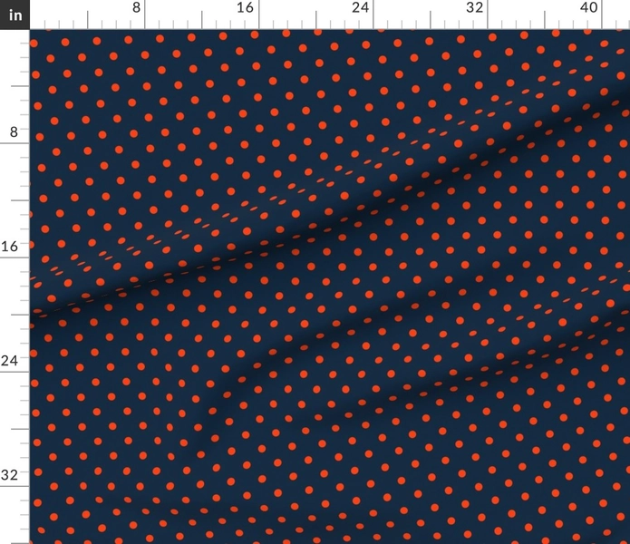 Navy and Orange Polka Dots Fabric | Spoonflower