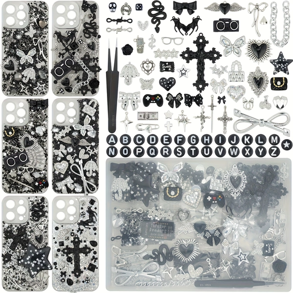2250pcs halloween junk case charms kit black silvery charms - Temu