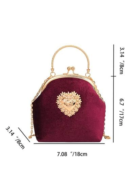 Solid Color Canary Clutch, Delicate Love Shaped Hardware Decoration With Metal Chain Crossbody Bag, Anti-Theft Pocket Bag, Cheongsam Style Handbag Suitable For Evening Dress, Cheongsam, Etc. To Attend Chinese Dinner Parties, Family Gatherings. It Can Be Used As A Birthday Gift Or A Holiday Gift For Your Mother Christmas Winter Christmas Gifts