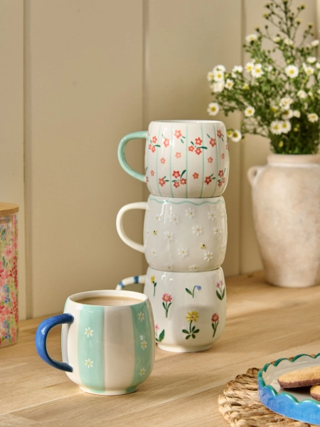 Set of 4 Multi Maisie Floral Stacking Mugs - Size ONE
