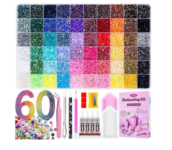 Amazon.com: Bedazzling Kit 48000Pcs 60 Colors Resin Jelly Rhinestones, Multicolor 3mm Flatback Gems for Diamond Art, Bedazzler Kit with 4Pcs 10ml B7000 Jewelry Glue & Tools for DIY Nail Art Crafting Book Makeup : Arts, Crafts & Sewing