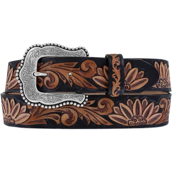 Tony Lama Women's Delheart Leather Daisy Belt