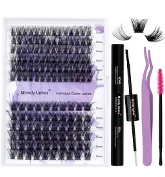 Ciglia Finte Ciuffetti Kit Lash Extension D Curl 0.07mm C3+C9 Cluster Lashes Mix12-16mm Estensioni Ciglia Individuali Naturale WENDY LASHES(C3+C9-