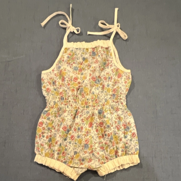 1980’s Stones Wear Girls Floral Romper One-Piece Tie Accents  2T vintage