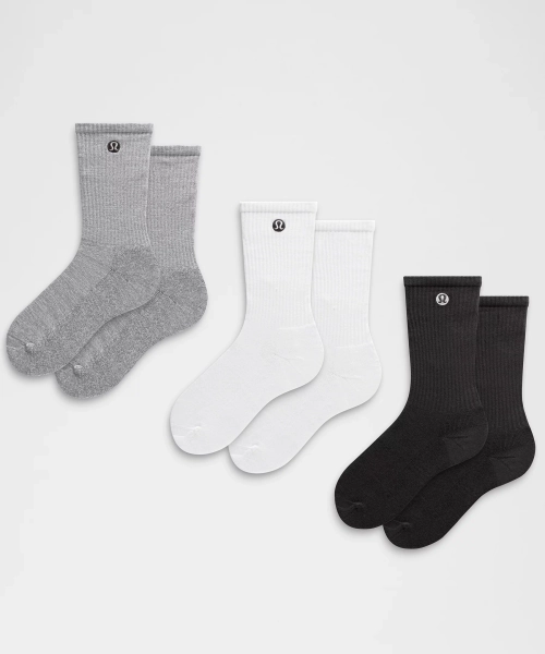 Unisex Daily Essential Quarter Socks *3 Pack - White/Heathered Core Light Grey/Black - L
