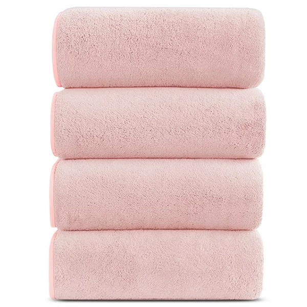 Bath Towels Set 4, Larger & Light Bath Towels 28 x 55 Inches, 100% Microfiber Super Soft and Highly Absorbent, Bath Sheets Quicker to Dry, Perfect Bathroom Towels for Daily Use, Pink