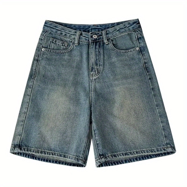 High-Waisted Women'S Denim Shorts with a 5-Inch Inseam, Featuring a Straight Cut That Is Both Form-Fitting And Stylish, Blending Artistic And Retro Elements, Perfect for a Comfortable And Casual Summer Look