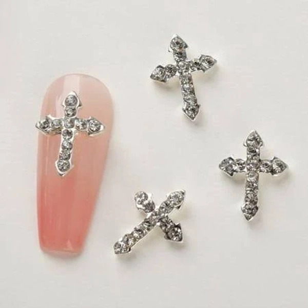350buy 10pcs Cross Shape Alloy 3D Rhinestone Nail Art Decoration