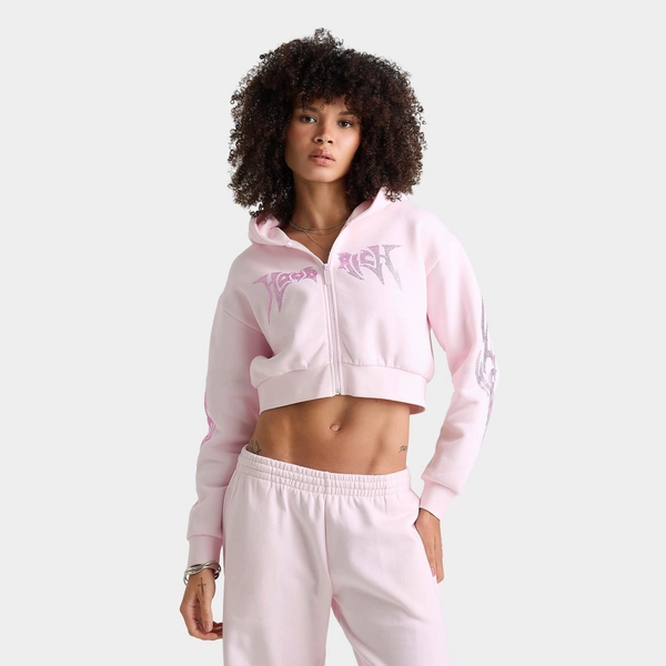 Women's Hoodrich Tundra Rhinestone Crop Full-Zip Hoodie - Size XS