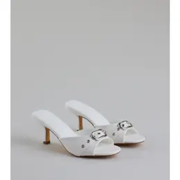 Brunch To Cocktails Buckle Stiletto Mules