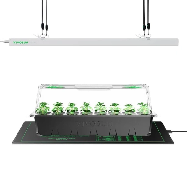 Seed Starter Kit with 40-Cell Seed Starter Tray, 4-Pack LED Linear Grow Lights, and Heat Mat