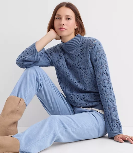 Pointelle Flare Sleeve Sweater