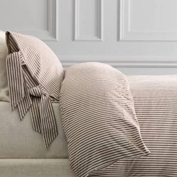Pierce &amp; Ward Cotton Linen Stripe Duvet Cover &amp; Shams