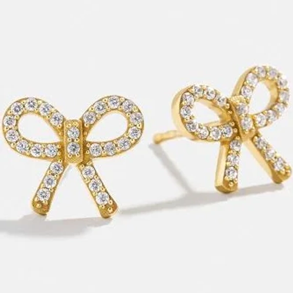 BaubleBar 18K Gold Vermeil Pavé Bow Earrings
