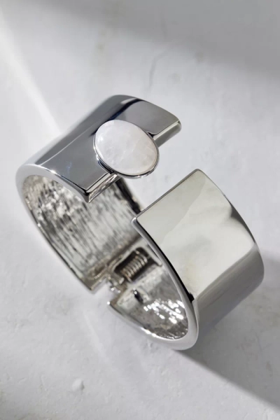Stone Inset Metal Bangle Bracelet