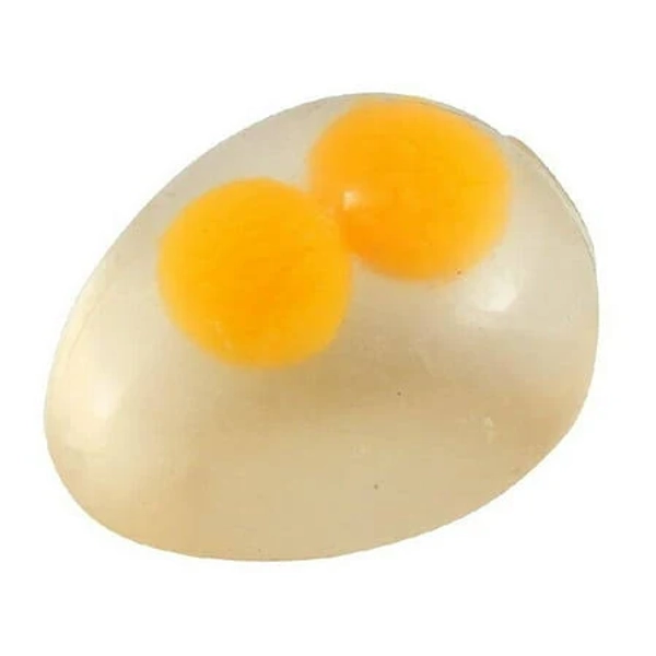 Stretchy Fried Egg Stress Relief Toys, White & Yellow, 2.2 inch , Soft Squishy Fidget Balls for Kids, Teens & Adults, Easter Baskets, Party Favors &