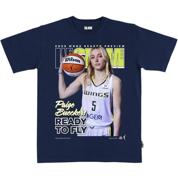 Unisex Paige Bueckers Navy Dallas Wings SLAM Cover T-Shirt