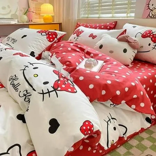 Hello Kitty Bedding Four Piece Nordic Winter Warm Bedding Set