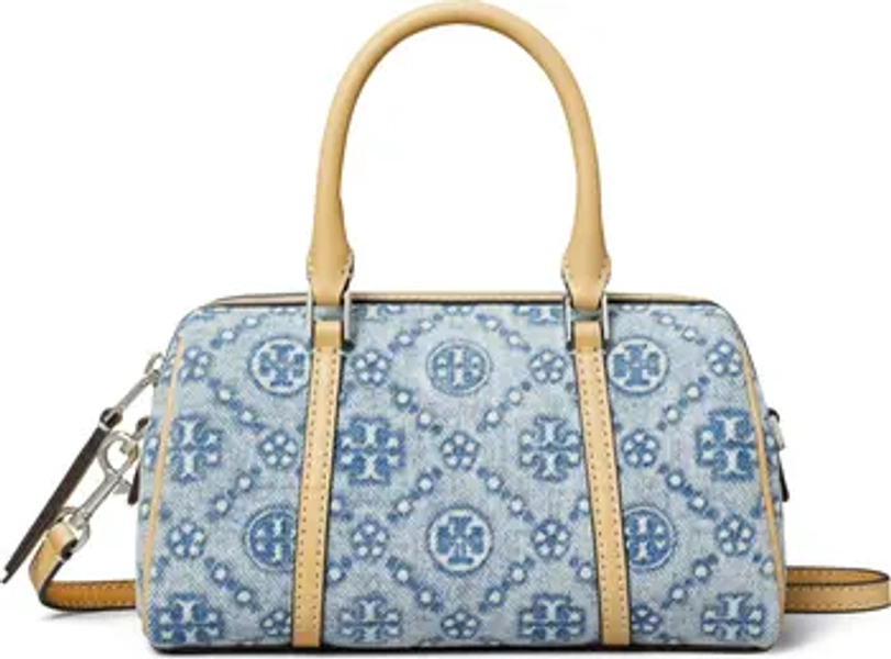 Mini T Monogram Denim Barrel Bag