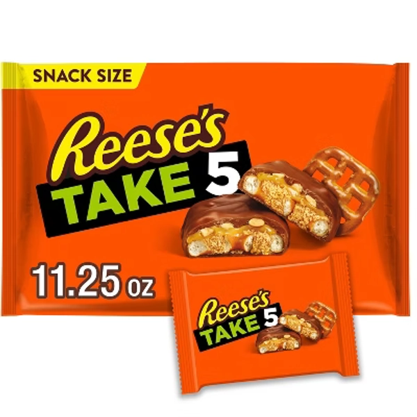 Reese's Take 5 Pretzel, Caramel, Peanut Butter, Chocolate Snack Size Candy Bars - 11.25oz