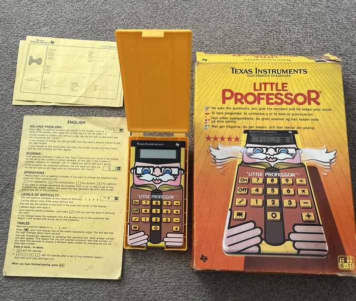 Little Professor Texas Instruments Calculator Toy 1980s Vintage with box