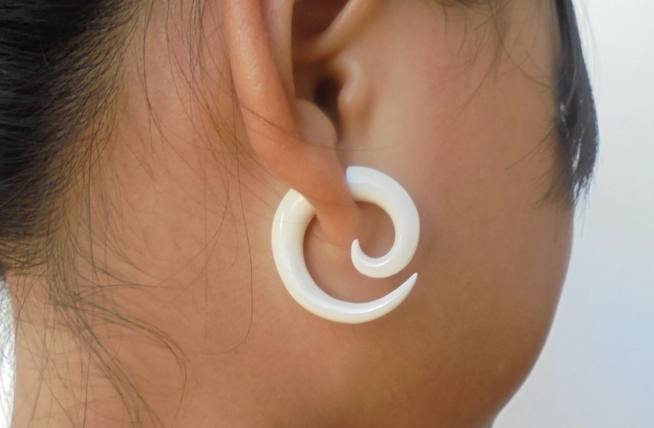 Small Spiral Fake Earrings, Bone Fake Earrings, Fake gauge Bone Earrings, Bone Accessories, Bali Jewelry, SB 01