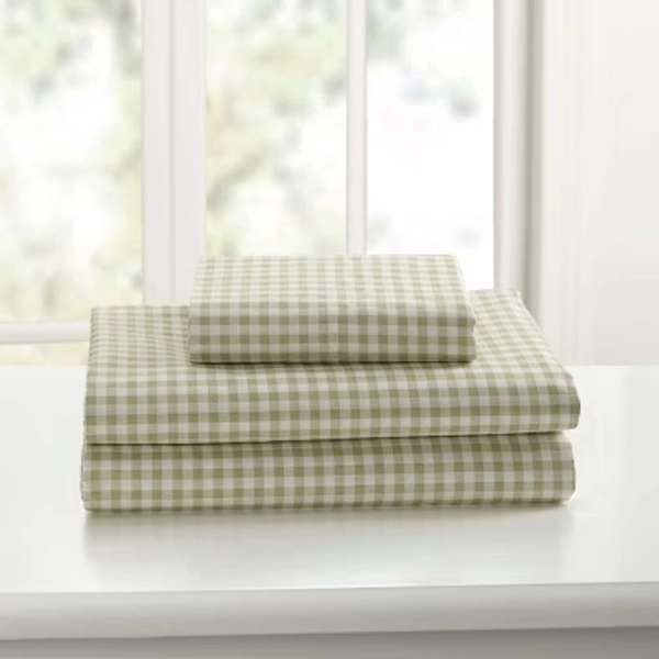 Laurel & Mayfair Queen Gingham Print Sheet Set Green