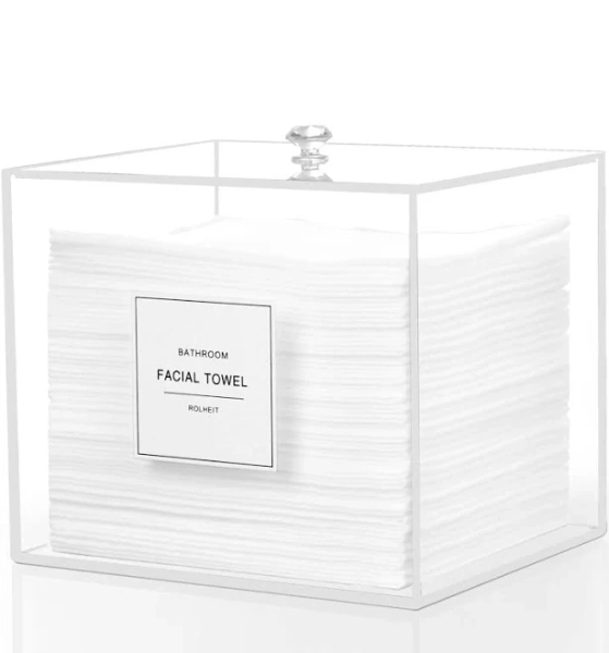 Disposable Face Towel Holder, Acrylic Storage Box Compatible with Clean Skin Club Clean Towel XL, Clear Facial towelettes Containers for Bathroom,