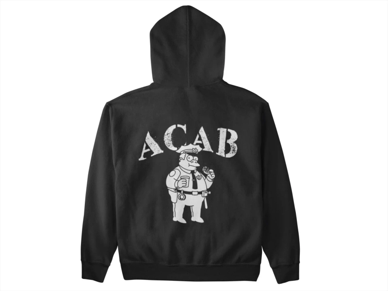 ACAB Chief Clancy Wiggum Punk Zip Hoodie DIY Metal Crust Doom ANTIFA Anti-Authority Police Brutality Anti-Police Anti-Cop Defund Apparel