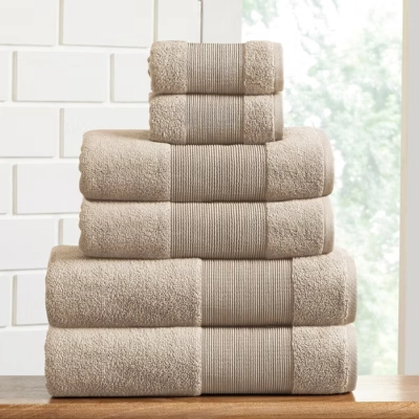 Modern Threads AirCloud 100% Cotton 6-Piece Towel Set, Sand