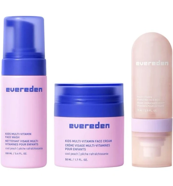 Evereden Kids Multi Vitamin Hydrating Face Mist, Face Wash, & Kids Face Cream Set: Clean, Vegan, and Multivitamin Rich K