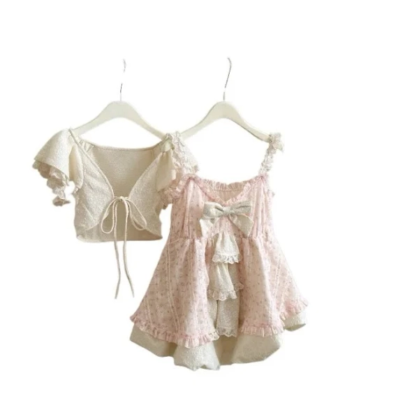 Lolita Princess Lace Puff Sleeve Ruffle Dress