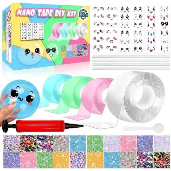 Nano Tape Bubble Kit, Nano Double Sided Adhesive Tape Bubbles, 4Pcs Nano Tape Toys Kit for Boys and Girls Party Favors and Kids Craft Fidget Toys Set