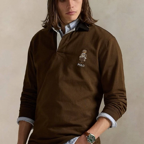 Polo Ralph Lauren Men's Long-Sleeve Novelty Bear Rugby Polo