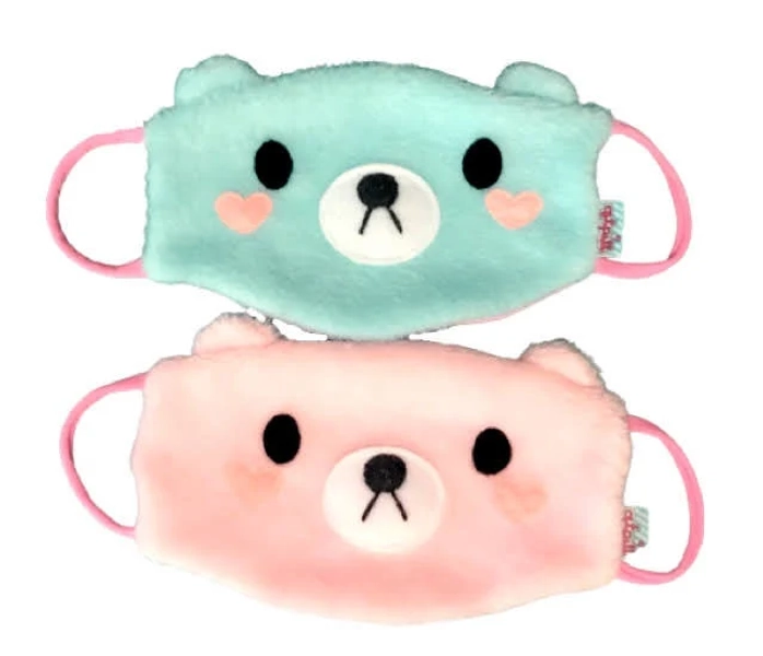 Mint & Pink Fuzzy Bear Mask | Face Mask,Kawaii Face Mask,Cute face mask,fairy kei fashion, cosplay mask, japanese fashion mask,animal mask