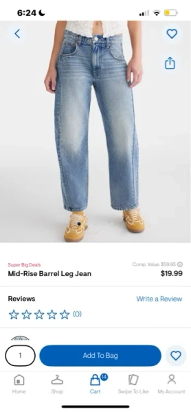 Mid-Rise Barrel Leg Jean
