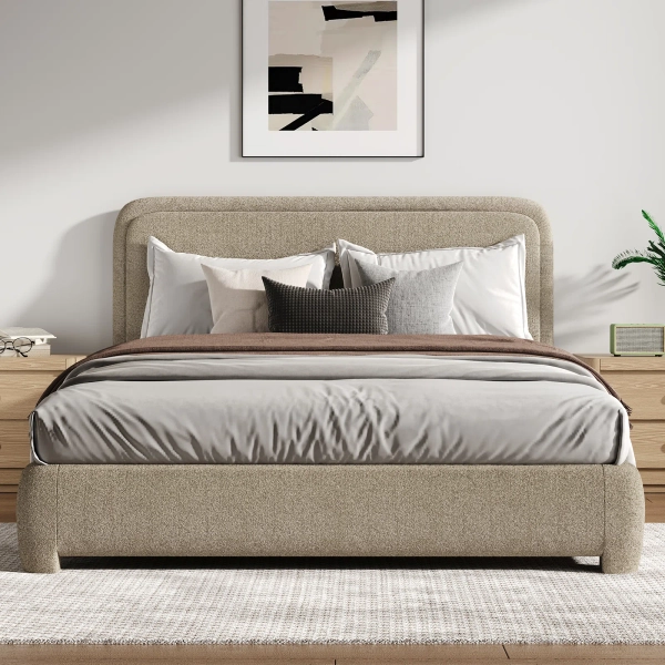 Bensu Boucle Upholstered Platform Bed
