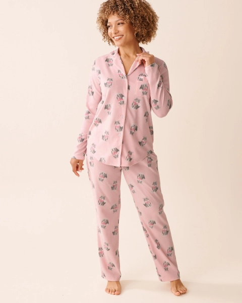 Ensemble pyjama en polaire imprimé chat - P