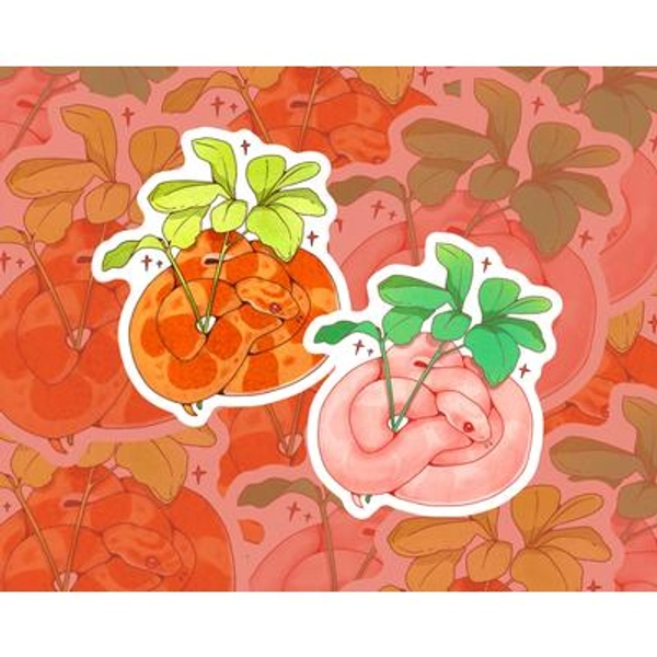 Corn Snakes (Orange or Pink) 3" Die-Cut Vinyl Sticker