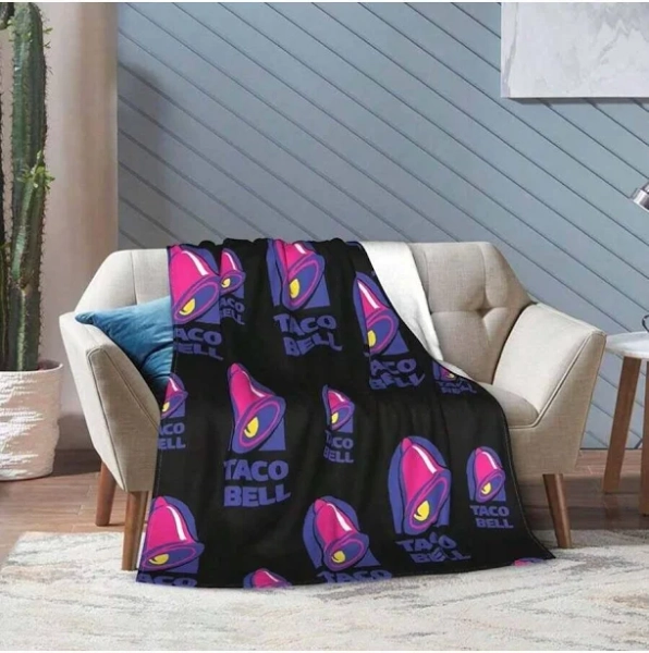 Taco Bell Throw Flannel Blanket Super Soft And Comfortable Print Blanket Lightweight Four Seasons Double-Layer Blanket Suitable For Sofa Bedroom