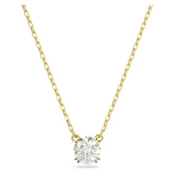 Stilla pendant, Round cut, White, 18K gold finish