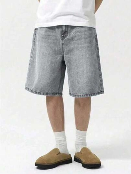 Teen Boy's Casual Vintage Loose Washed Denim Shorts, Summer