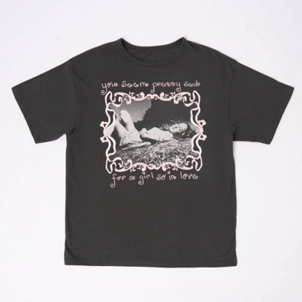 Women's Olivia Rodrigo Oversized Short Sleeve Graphic T-Shirt - Charcoal S