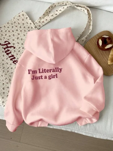 SHEIN Girls Oversized Loose Fit Letter Print Hoodie