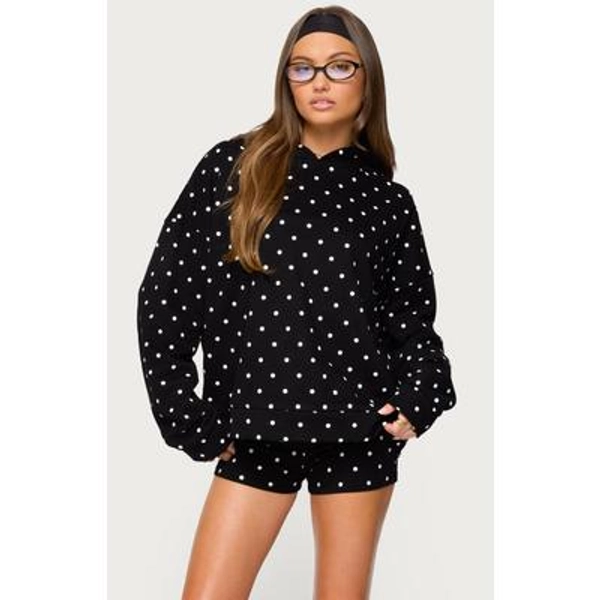 Edikted Women's Chelsie Polka Dot Hoodie in Black/White - Size Medium