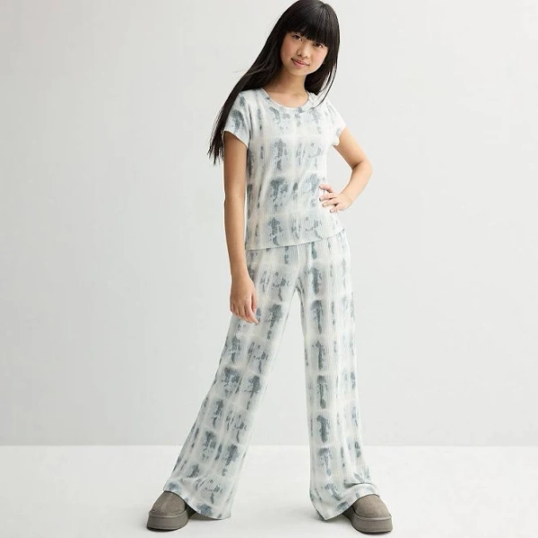 Girls' 2-Piece Hacci Tee & Flared Pants Set