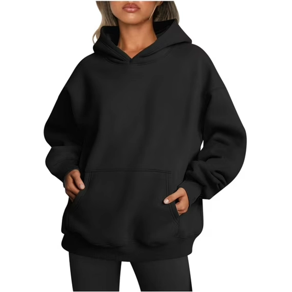 Titcea Hoodies for Women Oversized Solid Color Long Sleeve Fleece Sweatshirt Trendy Pullover Sweaters with Pockets